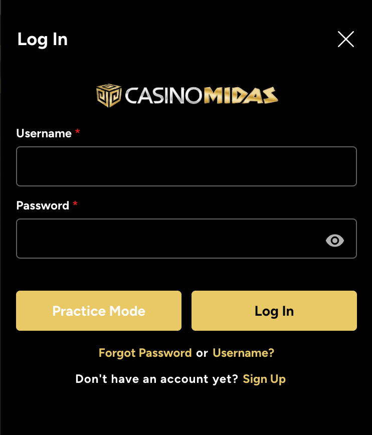Schermata di registrazione Midas
